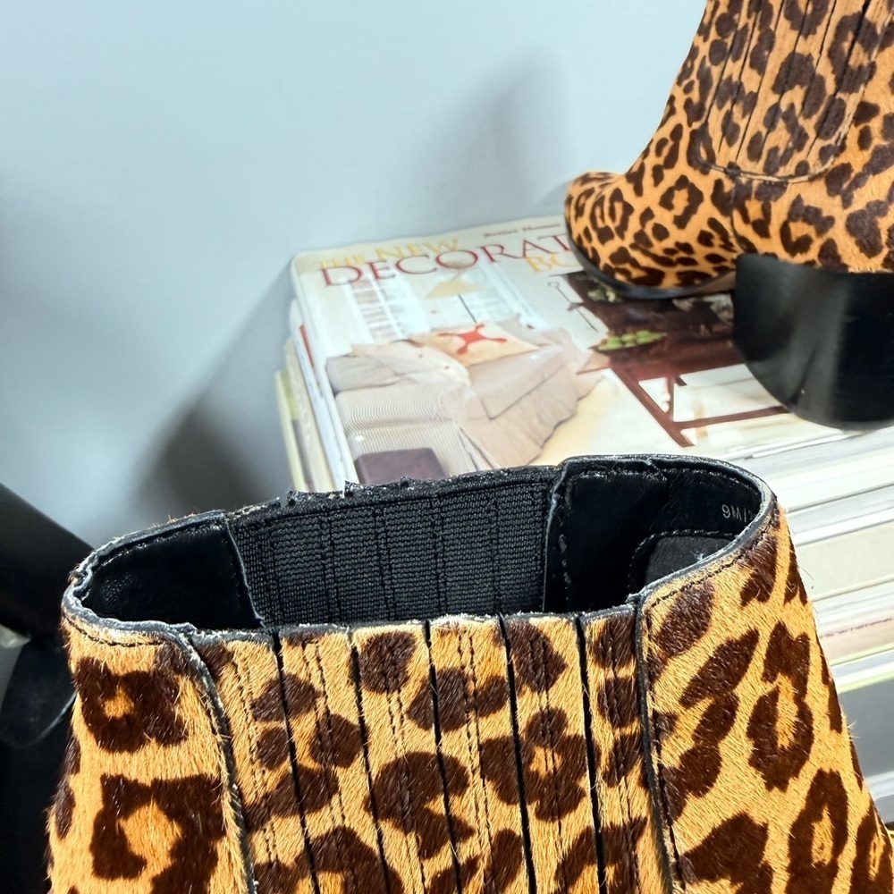 1. State Women’s Size 9 Calf Hair Leather Leopard Ankle Boots. - Picture 5 of 11